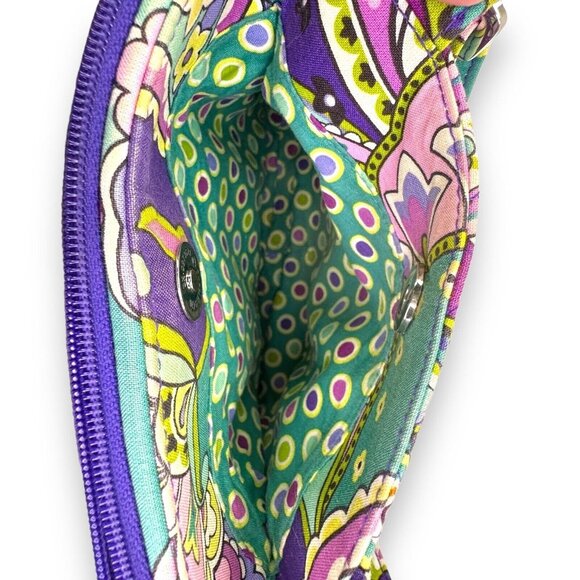 Vera Bradley Purple Teal Paisley Crossbody Bag Quilted Cotton Adjustable Strap - Picture 14 of 14